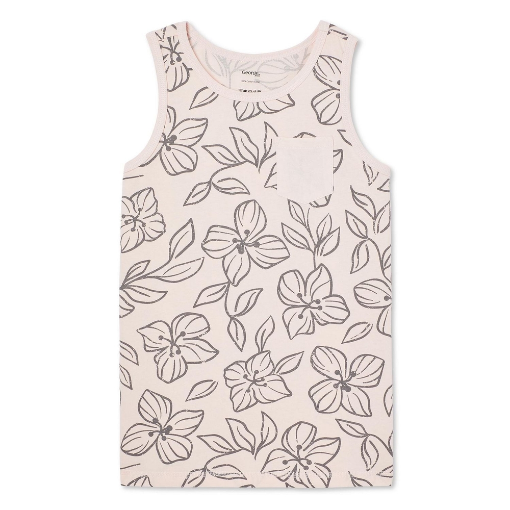 George Boys' Floral Pink Tank Top, Medium Size New With Tags